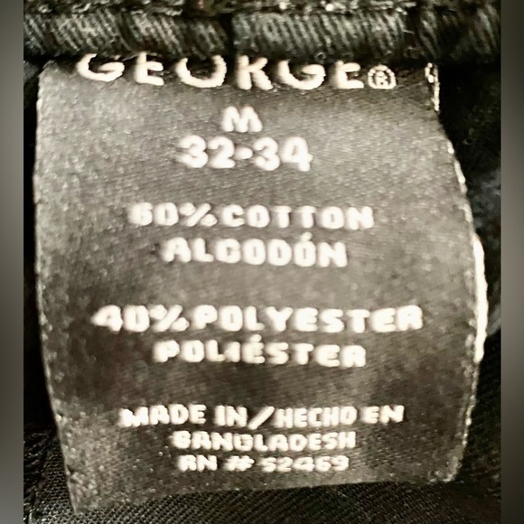 GEORGE BLACK SHORT PANTS SIZE 32/34 MED WITH ONE POCKET AND ELASTIC WAIST BAND - Picture 3 of 3